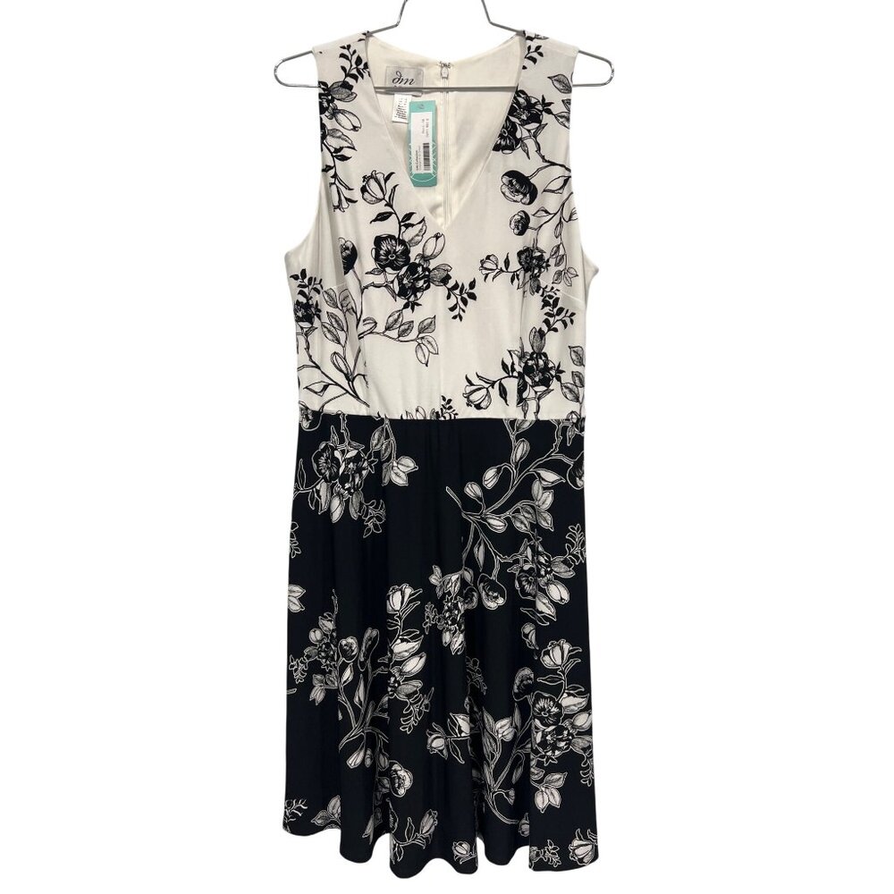 DM Collection Floral V Neck Sleeveless Midi Dress Womens 14 Colorblock Boho NEW